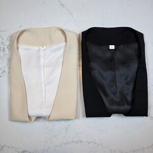 Unbranded Tailored Women V-Neck Button Down Suit Vest Bundle Black Beige L